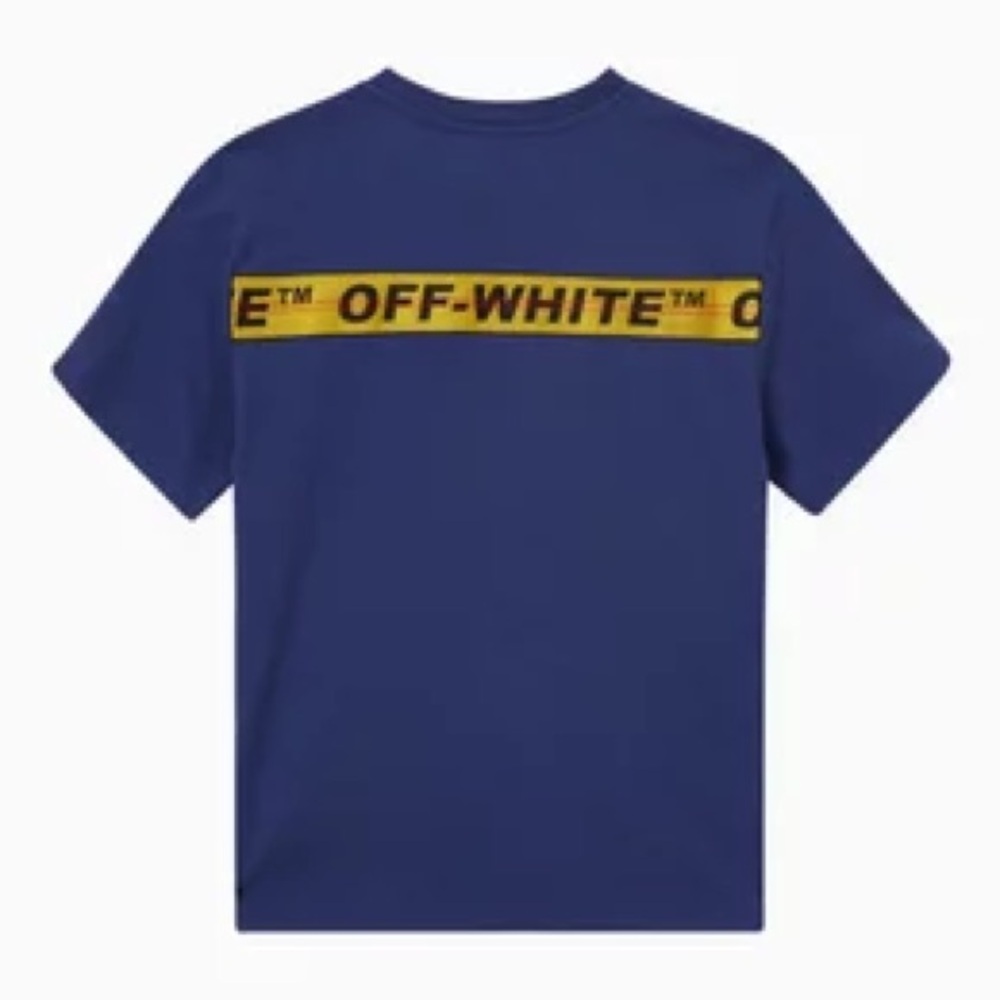 Off-White Blue and Yellow Short Sleeve Tee